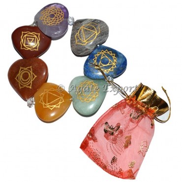 Seven Chakra Engraved Heart Bracelet