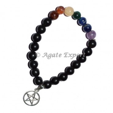 Seven Chakra Bracelet With Pentacle Charm