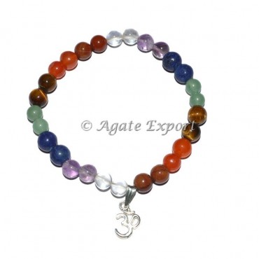 Seven Chakra Bracelet With Om Charm