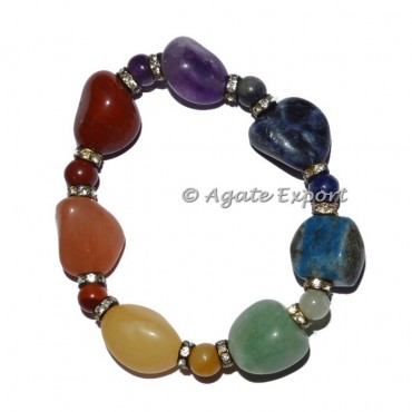 Seven Chakra Tumbled Fancy Cut Bracelet