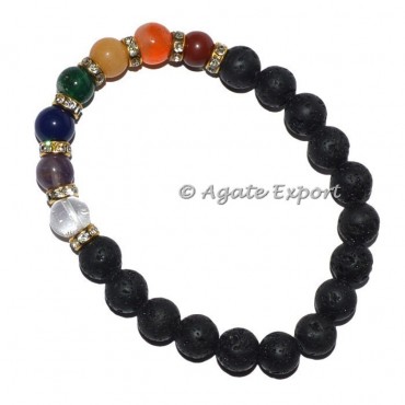 Seven Chakra Lava Stones Bracelets