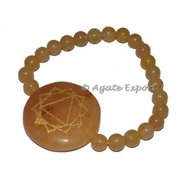 Engraved Solar Plexus Disc Seven Chakra Bracelet