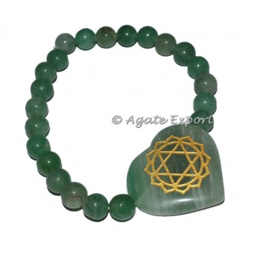 Engraved Heart Symbol 7 Chakra Bracelet
