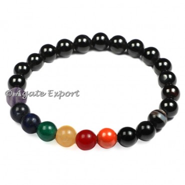 Black Onyx With Chakra Bracelets