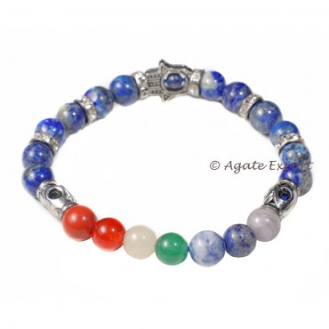 Lapis Lazuli Seven Chakra Bracelet With Hamsa Third Eye Bracelet