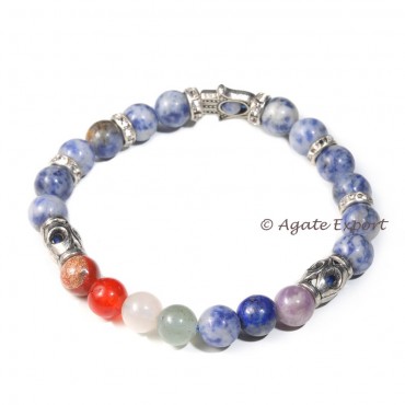 Sodalite 7 Chakra Bracelet With Hamsa