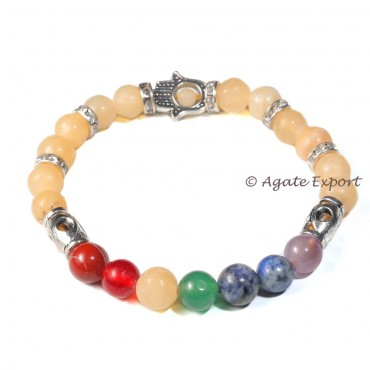 Solar Chakra Golden Quartz With Hamsa Bracelet
