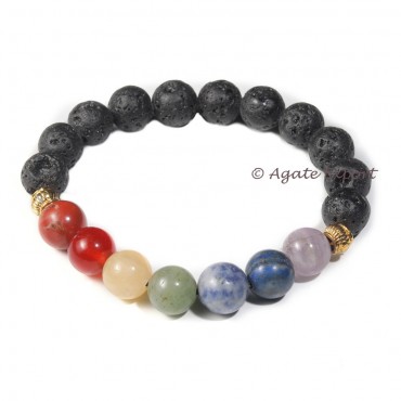 Lava Seven Chakra Bracelet 9 MM Size