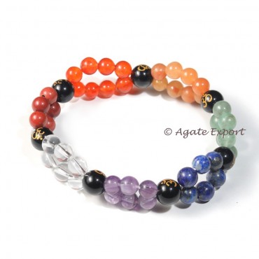Engraved Om With 7 Chakra Yoga Bracelet