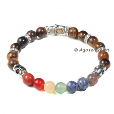 Tiger Eye Hamsa 7 Chakra Bracelet