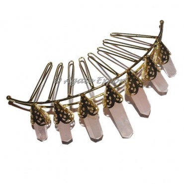 Rose Quartz 7 Pencil Golden Crown