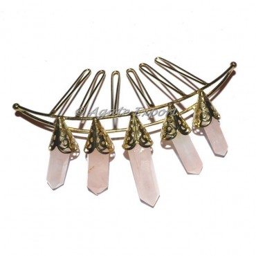 Rose Quartz  5 Pencil Golden Crown