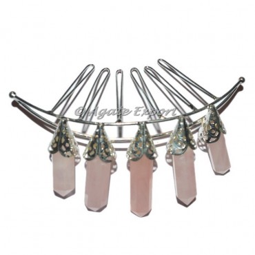 Rose Quartz 5 Pencil Silver Crown