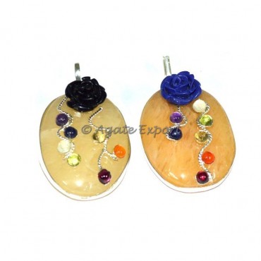 Golden Quartz Oval Chakra Pendants