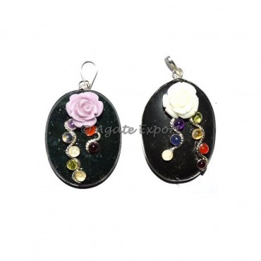 Black Tourmaline Chakra Oval Pendants