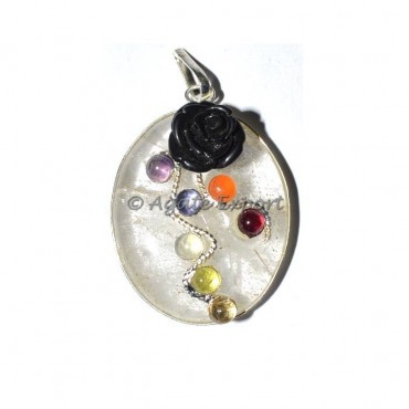Crystal Quartz Oval Chakra Pendant