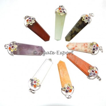 Mix Gemstone Point Chakra Pendants