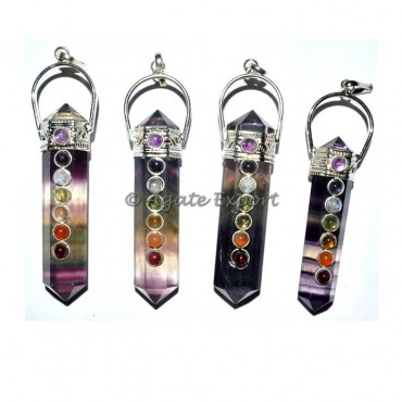 Multi Flourite Chakra Double Point Pendants