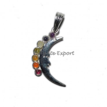 Sleeping Moon Metal Chakra Pendants