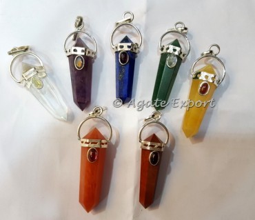 Seven Chakra Terminated Pendants Set