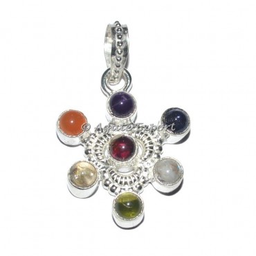 Flower 7 Chakra Stone Pendants