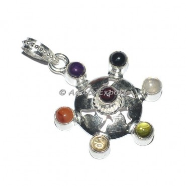 Round Seven Chakra Healing Pendants