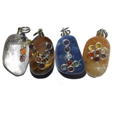 Seven Chakra Tumbled Stone Pendant