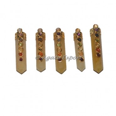Golden Quartz With Gold Plated Chakra Pendant