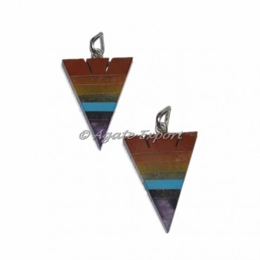 Bonded 7 Chakra Arrowhead Pendants