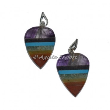 Bonded Seven Chakra Heart Shape Pendants