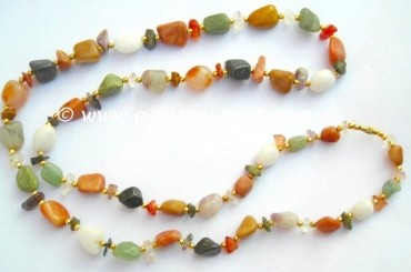 Mix Agate Bagger With Chips Necklace.