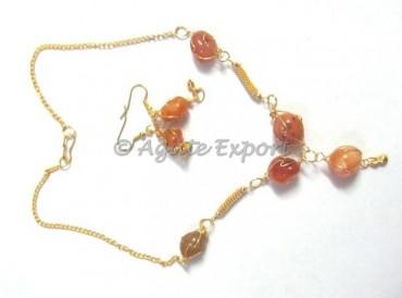 Akik Stone Cage Necklace