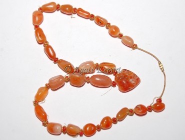 Red Carnelian Brass Mala