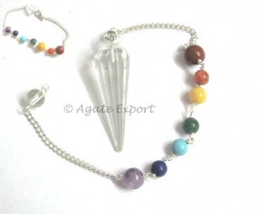 Crystal Quartz Chakra Faceted Pendulums.