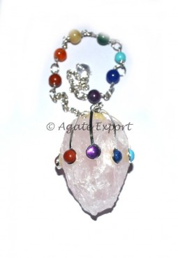 Rose Quartz Rough Chakra Pendulum