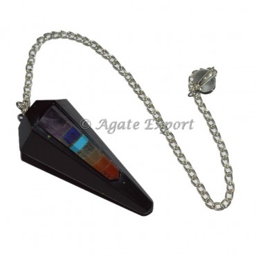 Black Agate With 7 Chakra Rocket Pendulum