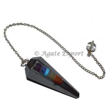 Black Tourmaline With 7 Chakra Rocket Pendulum