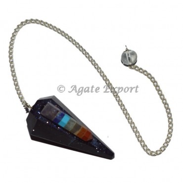 Blue Sunstone Seven Chakra Rocket Pendulum
