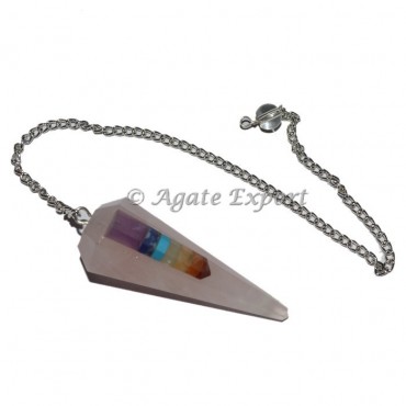 Rose Quartz Seven Chakra Rocket Pendulum