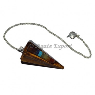 Tiger Eye Seven Stone Rocket Chakra Pendulum
