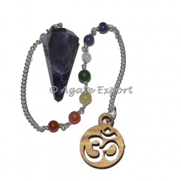 Amethyst 12 Faceted Chakra Beads Pendulums