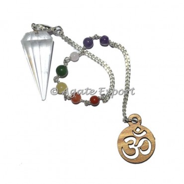 Crystal Quartz 12 Faceted Chakra Beads Pendulums