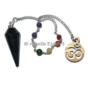Black Tourmaline 12 Faceted Chakra Beads Pendulums