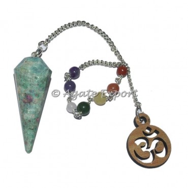Ruby Zeosite 12 Faceted Chakra Beads Pendulums
