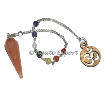 Peach Aventurine 12 Faceted Chakra Beads Pendulums
