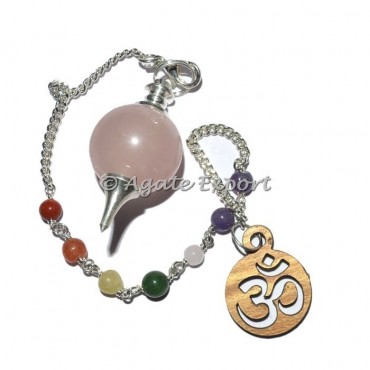 Rose Quartz Ball Chakra Beads Pendulums