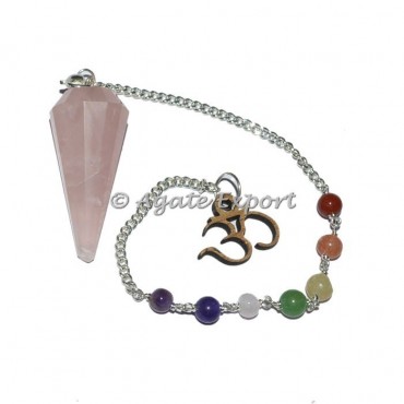 Rose Quartz 12 Faceted Chakra Beads Pendulums