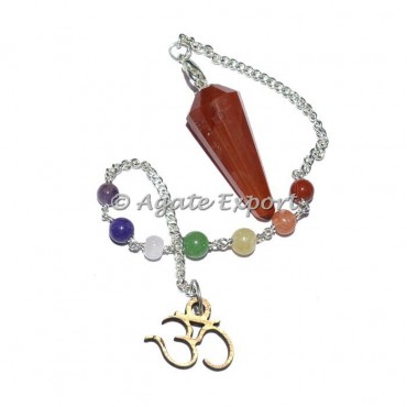 Peach Aventurine 12 Faceted Chakra Pendulums with Om