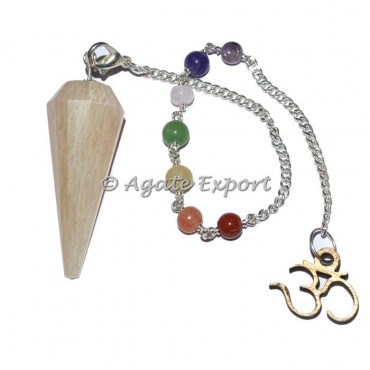 Moonstone 12 Faceted Chakra Beads Pendulums with Om