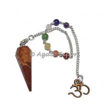 Red Jasper 12 faceted Chakra Beads Pendulums with Om
